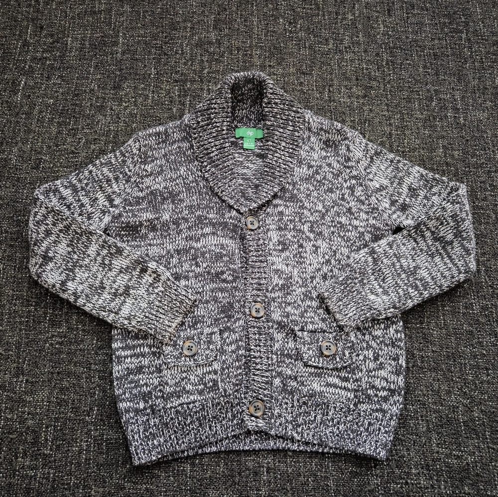 Dip Boys Marled Knit Gray And Cream Button Down Cardigan
